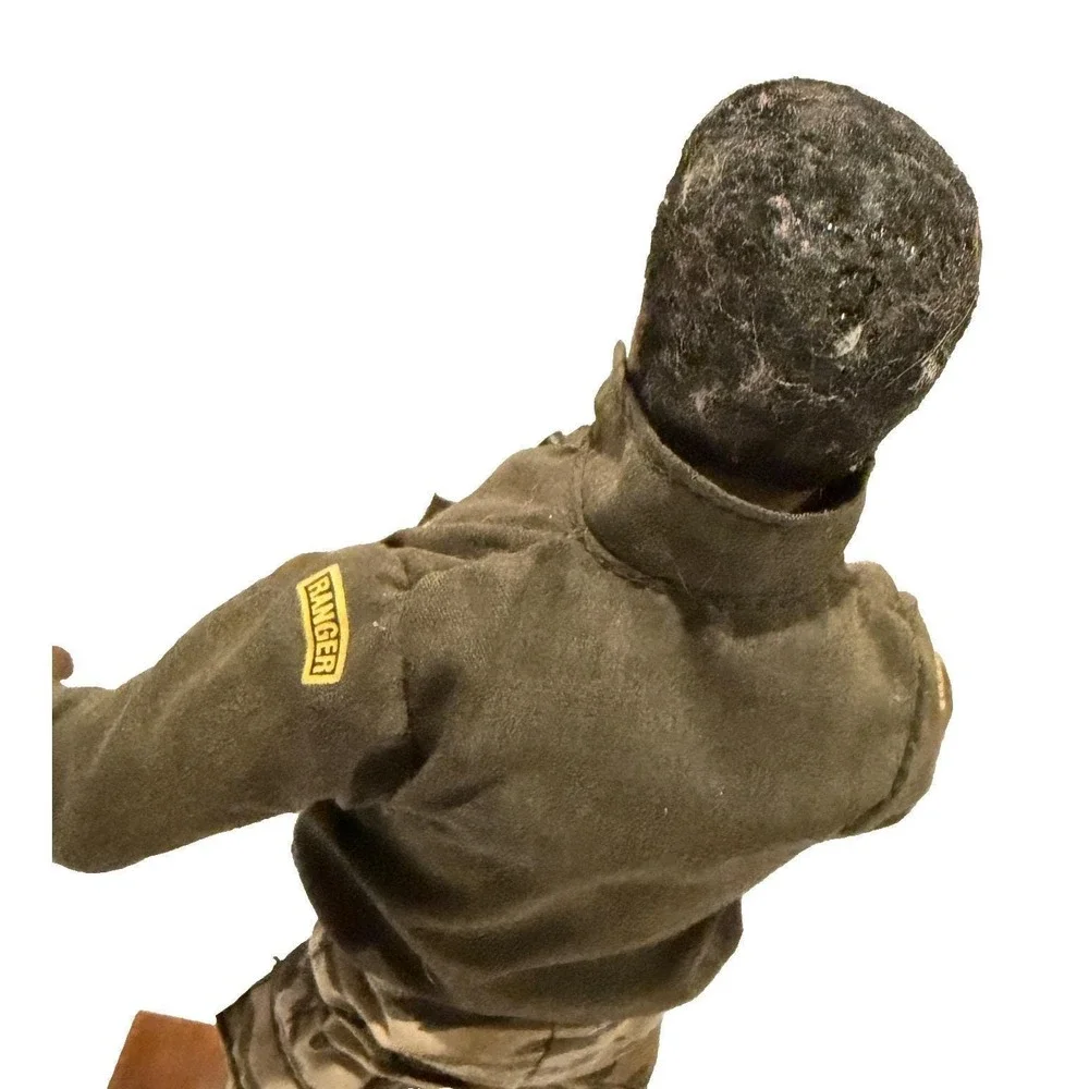 Vtg Hasbro 1994 G.I. Joe Stalker 30th Anniversary Black Soldier Figure Wood Base